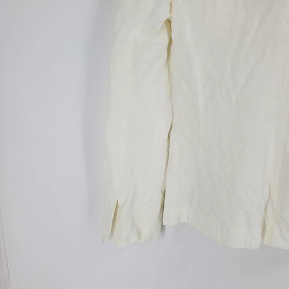 UNITED COLORS OF BENETTON womens white linen 4 pocket double button jacket - Picture 3 of 5